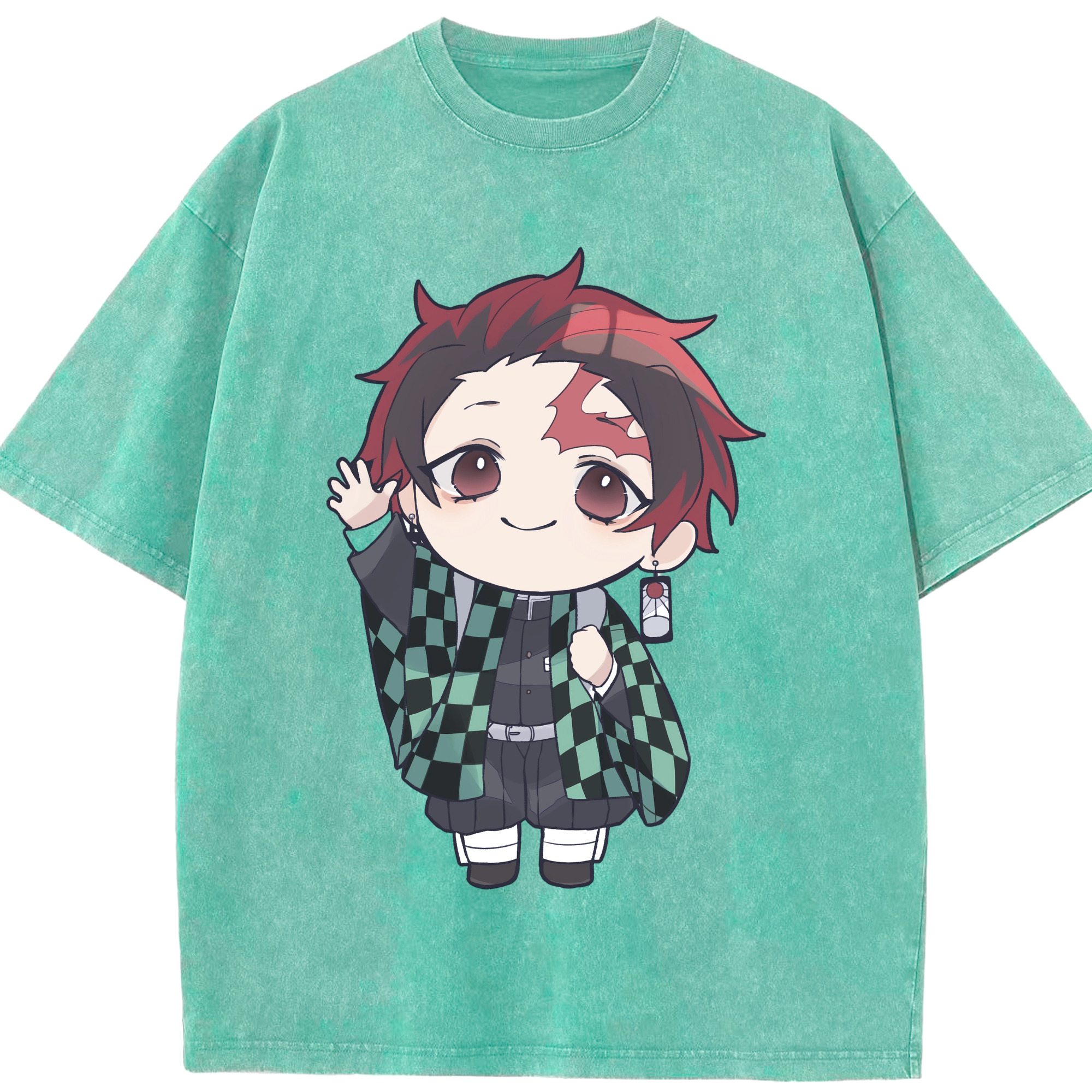 （画像用） 鬼滅の刃 竈門 炭治郎／かまど たんじろう Kamado Tanjirou 綿100% ヴィンテージ風 半袖Tシャツ（フロントプリント）